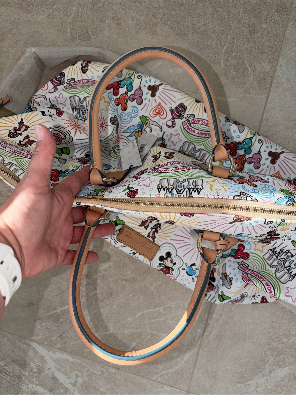 Dooney & Bourke White Multicolor Disney Print Weekender - Picture 17 of 17